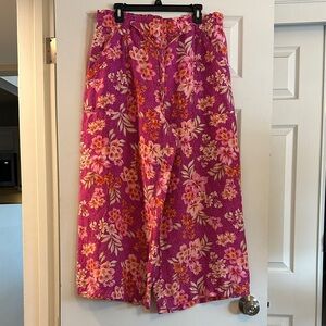 Loft wide leg linen floral pants, XL